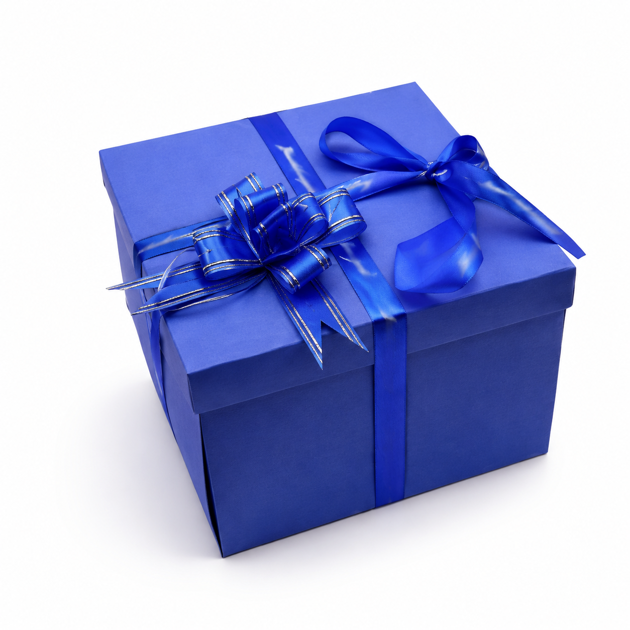 Closed Blue Type 2 Exploding Box with ribbon